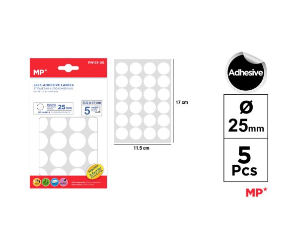 Samolepící etikety kulaté Ø 25 mm 5 ks