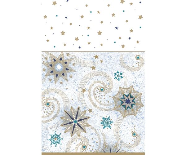 Papírový ubrus 180 cm Gold Turqoise Stars