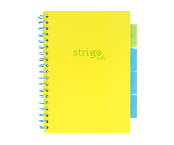 Blok Strigo B5/100l 80g NEON žlutý spirála s rozřaďovačem