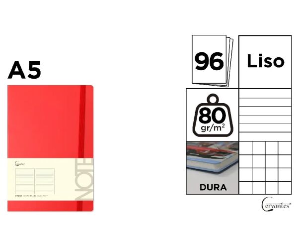 Notes A5 s gumou 96l  - červený