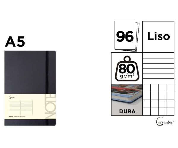 Notes A5 s gumou 96l - černý