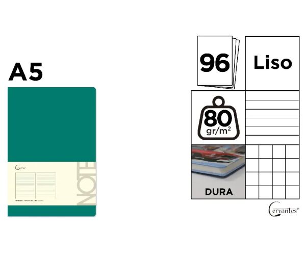 Notes A5 s gumou 96l  - tyrkysově zelená