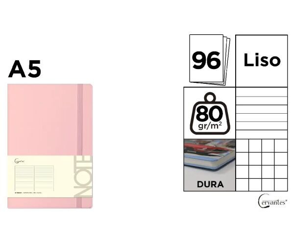 Notes A5 s gumou 96l  - světle růžová