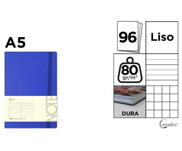 Notes A5 s gumou 96l  - modrá