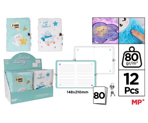 Památník plyšový A5 se zámkem medvěd, tučňák