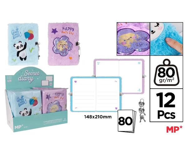 Památník plyšový A5 se zámkem panda, kytka