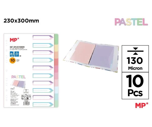 Rozřaďovač A4 10 listů pastelový