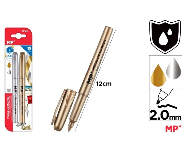 Popisovač permanentní zlatý a stříbrný na blistru