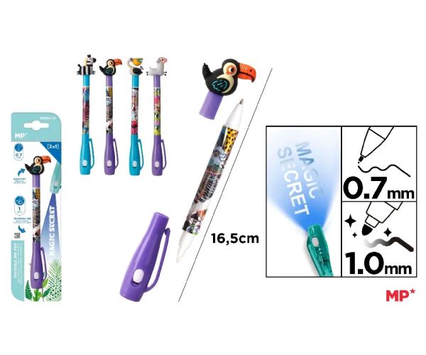 Propiska Secret Pen 2 in 1 na blistru se zvířátky