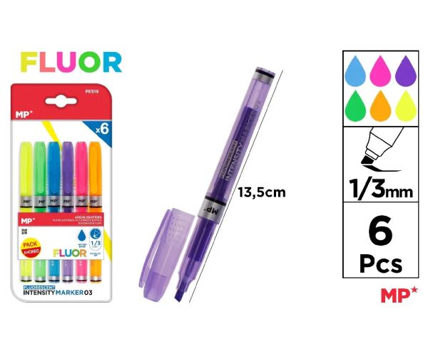 Zvýrazňovač 6 barev na blistru FLUO