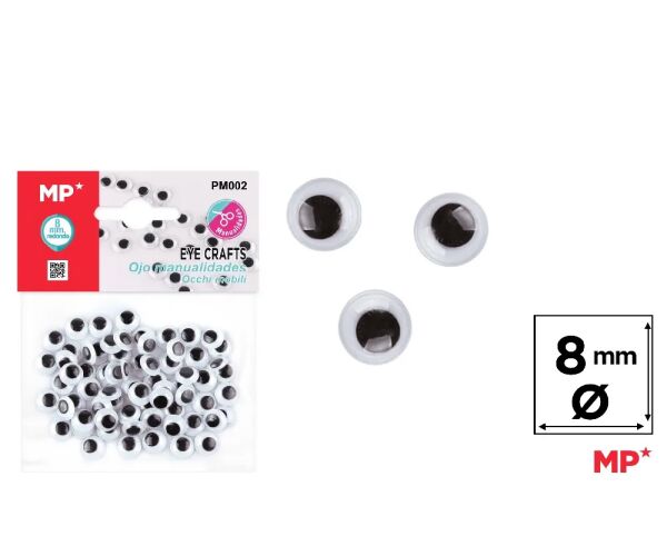 Oči samolepící 8 mm černé