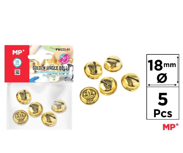 Rolničky 18 mm 5 ks zlaté