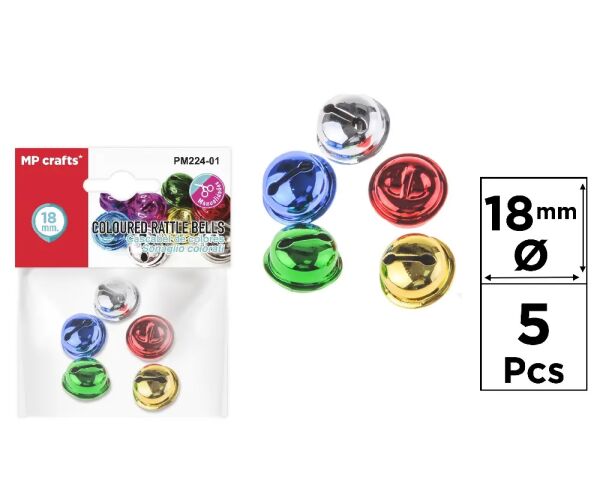 Rolničky 18 mm 5 ks barevné