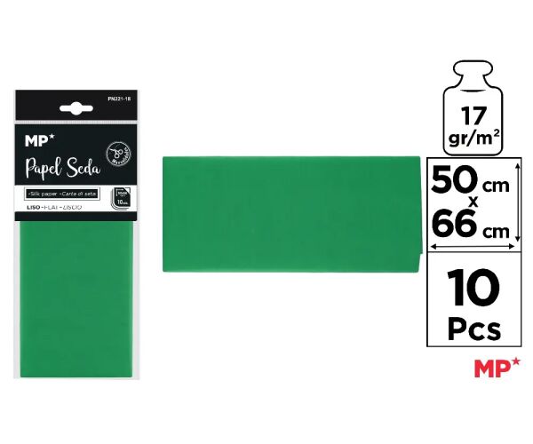 Hedvábný papír zelený 10 ks