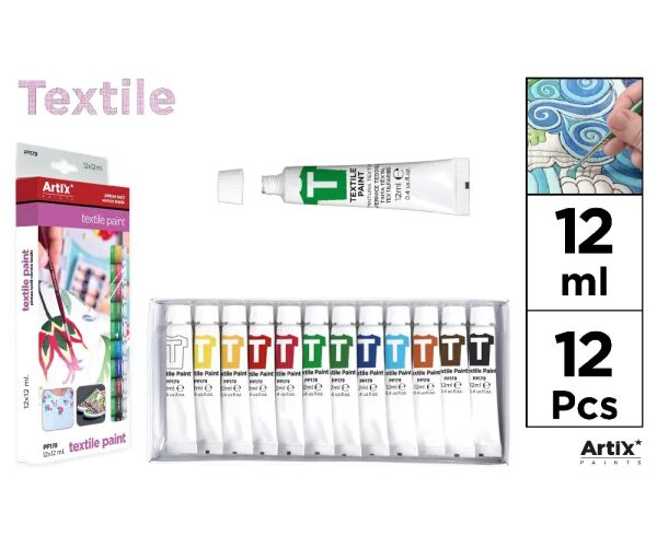 Barvy na textil 12 ml 12 barev