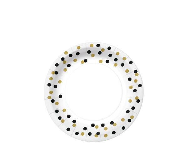 Papírový talíř malý - Confetti Gold & Black