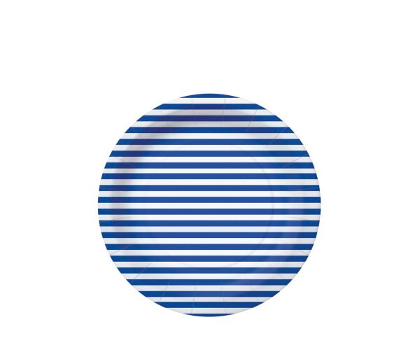 Papírový talíř malý - Stripes tmavě modrý