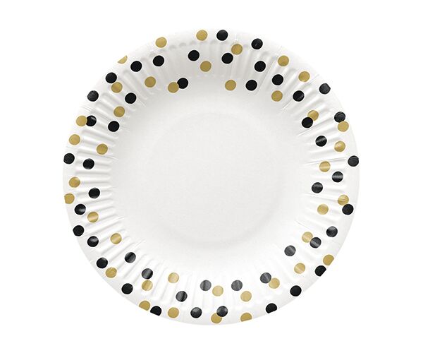 Papírový talíř malý - Confetti Gold Black