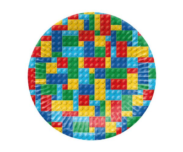 Papírový talíř malý - Colorful Bricks