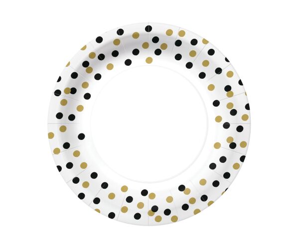 Papírový talíř velký - Confetti Gold&Black