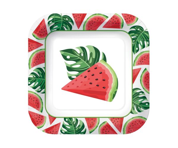 Papírový talíř hranatý - Watermelons