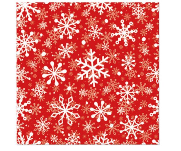 Ubrousky PAW Dekor C (20ks) Christmas Snowflakes light red