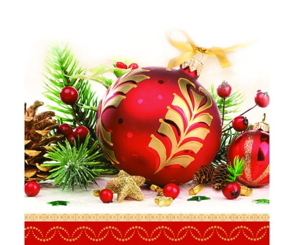 Ubrousky DAISY L (20ks) Red Decorative Bauble