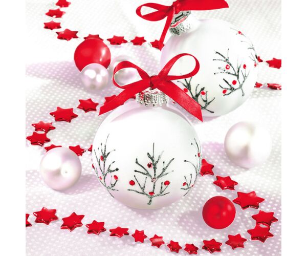 Ubrousky DAISY L (20ks) White and Red Baubles