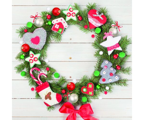 Ubrousky DAISY L (20ks) Xmas Wreath with Felt Decor