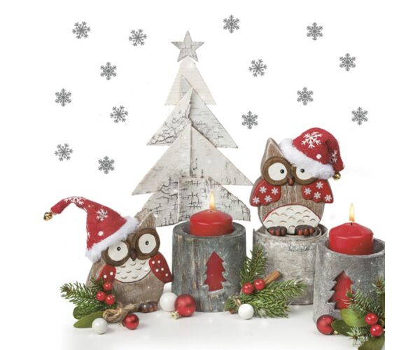 Ubrousky DAISY L (20ks) Owls in Santa Hats
