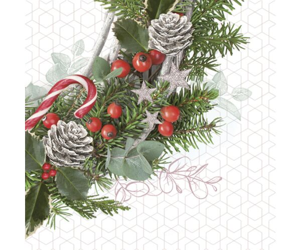 Ubrousky DAISY L (20ks) Xmas Wreath on Graphic back.