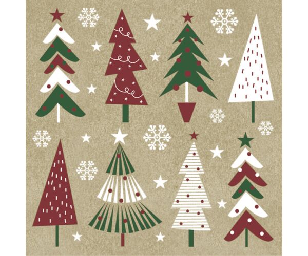 Ubrousky DAISY L (20ks) Christmas Trees on Kraft