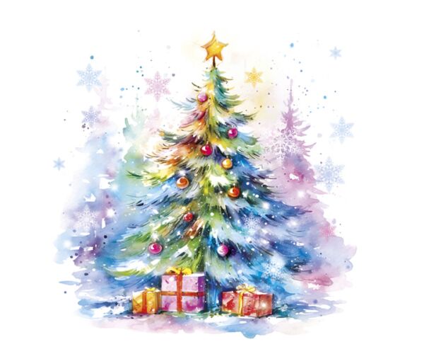 Ubrousky DAISY L (20ks) Watercolor Christmas Tree