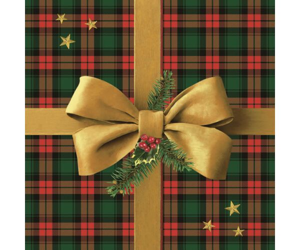 Ubrousky DAISY L (20ks) Gold Bow on Christmas Check