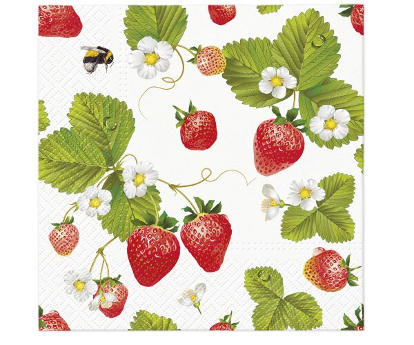 Ubrousky PAW Dekor L (20ks) Strawberries with Bees