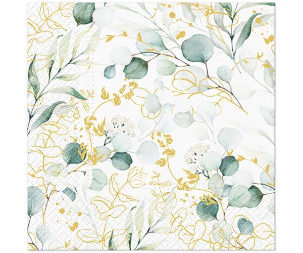 Ubrousky PAW Dekor L (20ks) Golden Eucaliptus