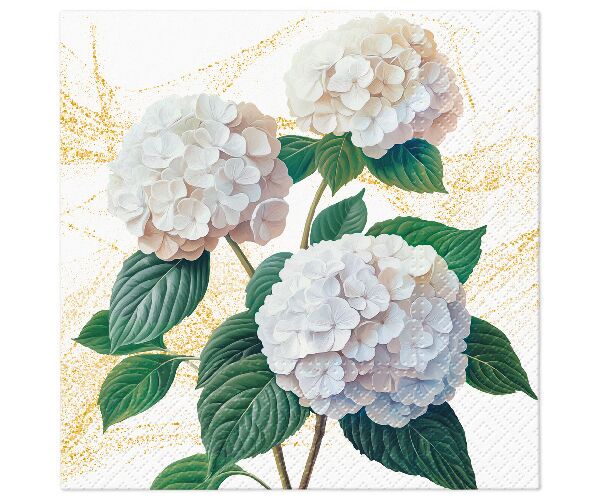 Ubrousky PAW Dekor L (20ks) Romantic White Hydrangeas
