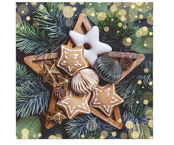 Ubrousky PAW Dekor L (20ks) Gingerbread Stars