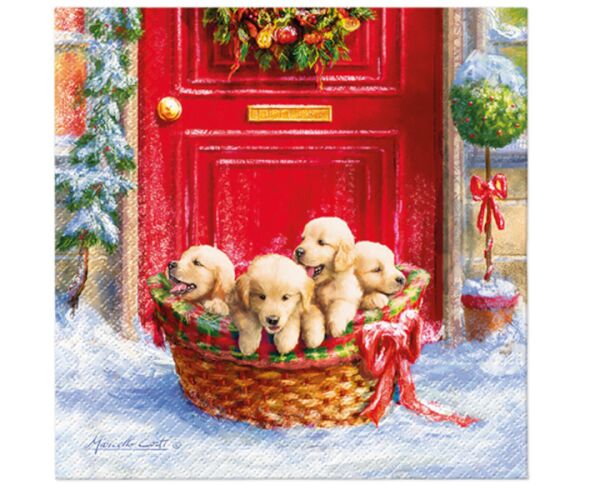 Ubrousky PAW Dekor L (20ks) Christmas Puppies