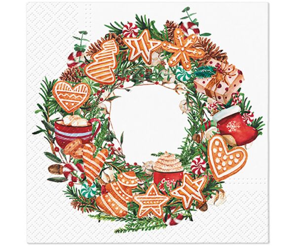Ubrousky PAW Dekor L (20ks) Gingerbread Wreath