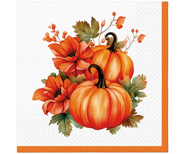 Ubrousky PAW Dekor L (20ks) Pumpkin with Flowers