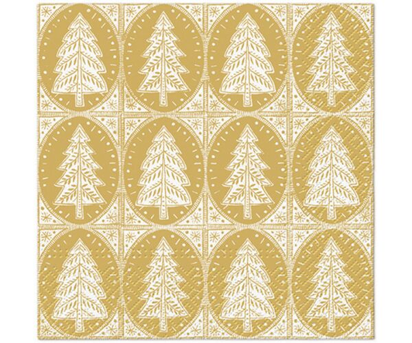 Ubrousky PAW Dekor L (20ks) Pattern Christmas Tree gold