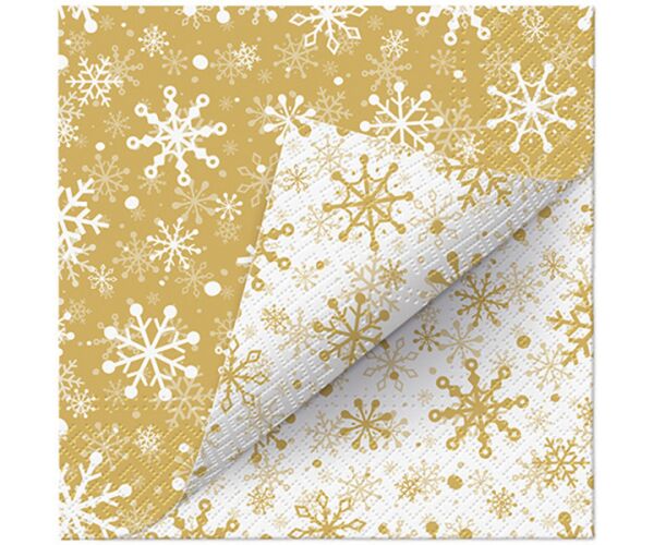 Ubrousky PAW Dekor L (20ks) Snowflakes Gold DD
