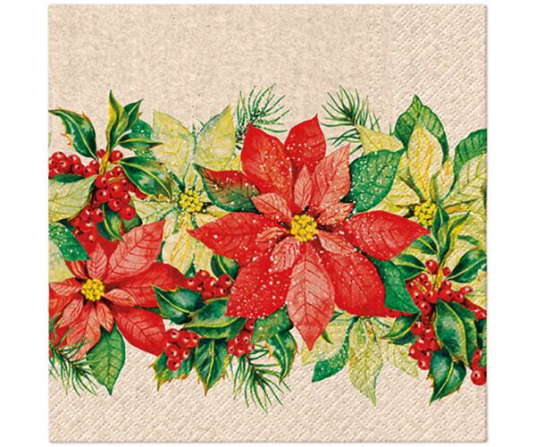 Ubrousky PAW Dekor We Care (20ks) Noble Poinsettia