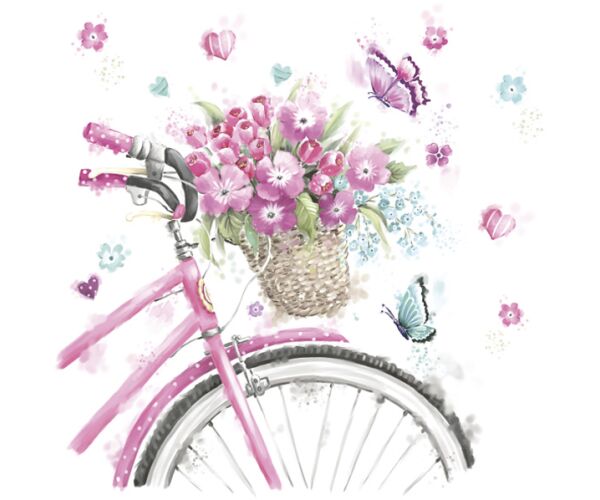 Ubrousky DAISY L (20ks) Pink Bicycle with Basket