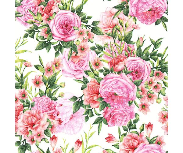 Ubrousky DAISY L (20ks) Rose Twigs with Leaves and Flowers