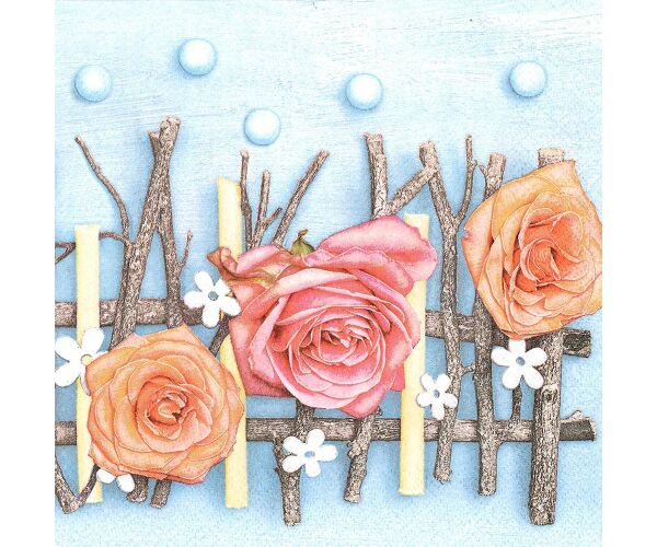 Ubrousky DAISY L (20ks) Pastel Roses Composition on Blue Background