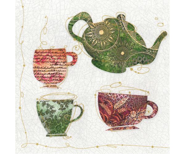 Ubrousky DAISY L (20ks) Tea Cups with a Teapot