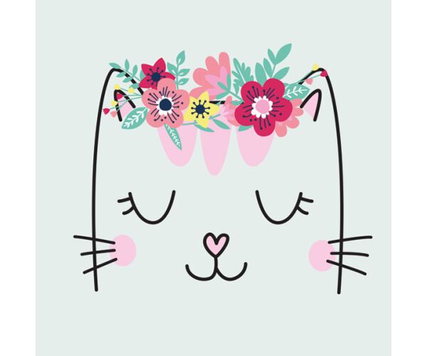 Ubrousky DAISY L (20ks) Smiling Cat with Flowers Wreath