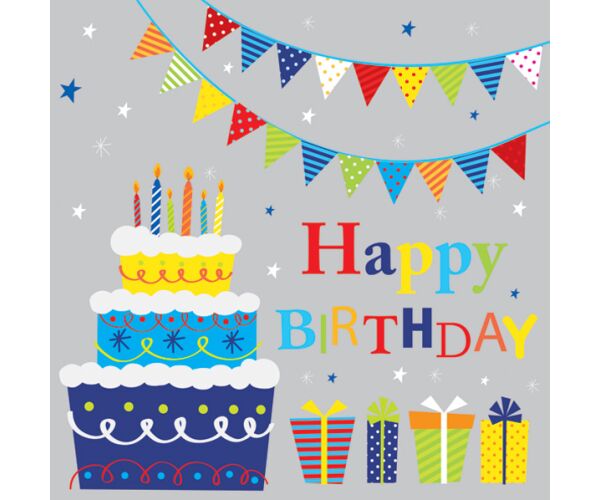 Ubrousky DAISY L (20ks) Happy Birthday Cake with Gifts